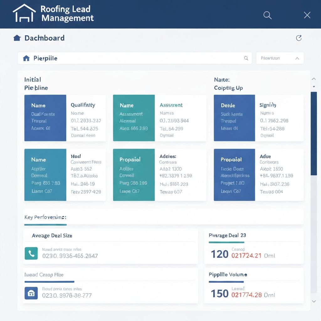CRM dashboard showing roofing lead management